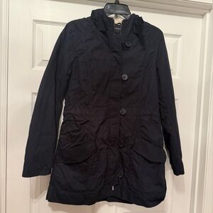 NWT Banana Republic navy and cream interior lined hooded jacket M